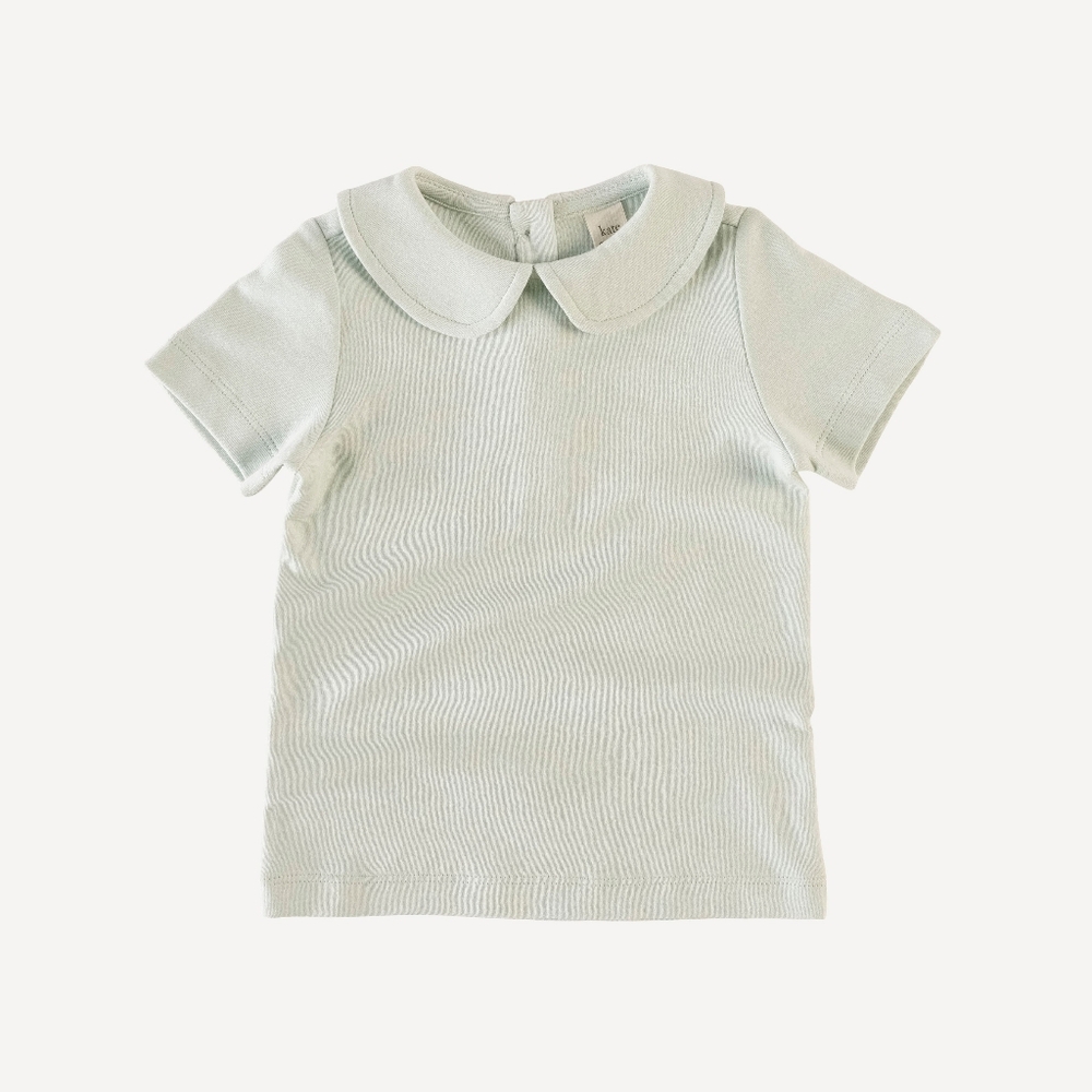 NWT 3T Kate Quinn Organics Short Sleeve Peter Pan Tee Shirt Misty Blue Pastel